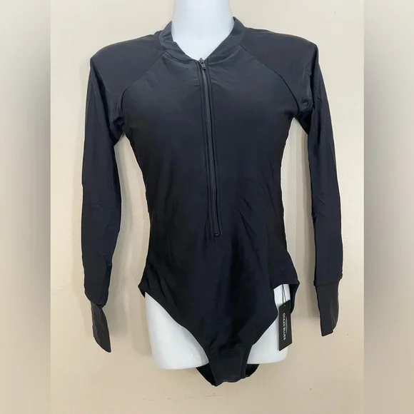 Sz S women’s Ocean Blues one piece Black Long Sleeve Women's Swimsuit Black - Picture 4 of 12